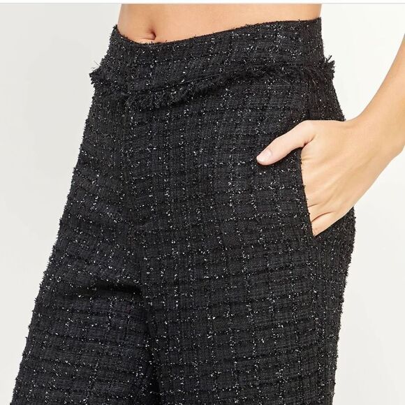 Strut & Bolt Frayed Tweed Pants in Black Size S - Picture 2 of 14